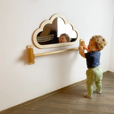 Baby Floor Acrylic Unbreakable Mirror with Pull up Wooden Bar Christmas Sensory Gift