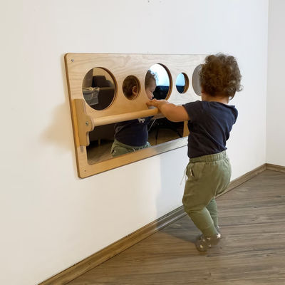 Baby Floor Acrylic Unbreakable Mirror with Pull up Wooden Bar Christmas Sensory Gift