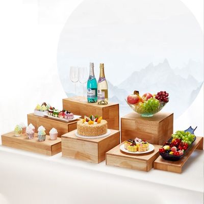 25x39cm Customized Designs Oak Wood Biscuit Cake Dessert Stand for Afternoon Tea Time