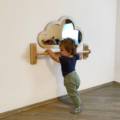 Baby Floor Acrylic Unbreakable Mirror with Pull up Wooden Bar Christmas Sensory Gift