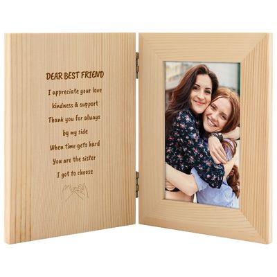 Wooden Couples Photo Frame with Customized Laser Engraved Personalized Text