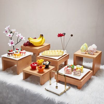 Solid Beech Wood Multi Functional Dessert Display Rack for Modern Sushi Cake Buffet Stand