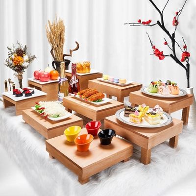 Solid Beech Wood Multi Functional Dessert Display Rack for Modern Sushi Cake Buffet Stand