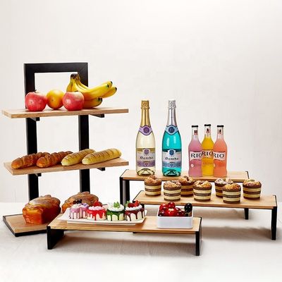 Solid Beech Wood Multi Functional Dessert Display Rack for Modern Sushi Cake Buffet Stand