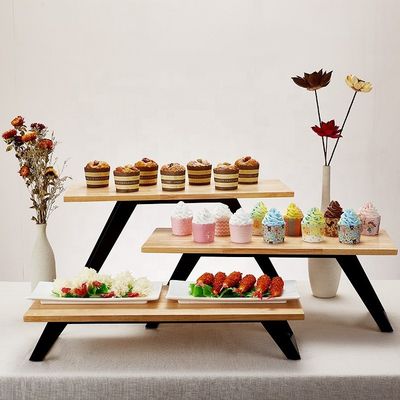 Solid Beech Wood Multi Functional Dessert Display Rack for Modern Sushi Cake Buffet Stand