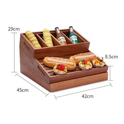 Sapele Wood Buffet Restaurant Tableware Display Rack Catering Food Bread Display Stand