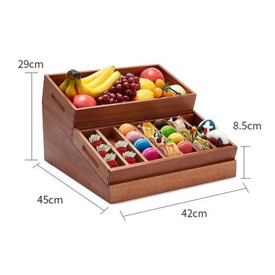 Sapele Wood Buffet Restaurant Tableware Display Rack Catering Food Bread Display Stand