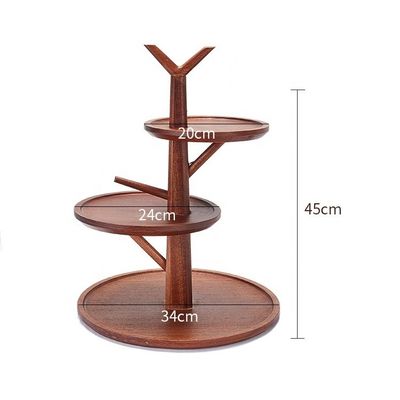 Custom Wood 3 Tiers Cake Fruit Display Stand with Metal Frame Add a Touch of Elegance