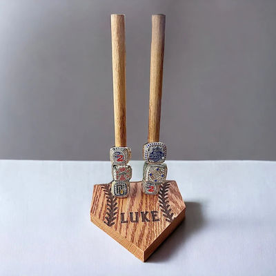 Wooden Plain Color Stacked Sports Ring Display for Softball and Baseball Championship
