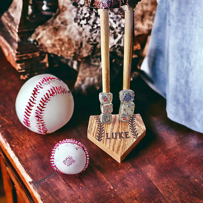 Wooden Plain Color Stacked Sports Ring Display for Softball and Baseball Championship