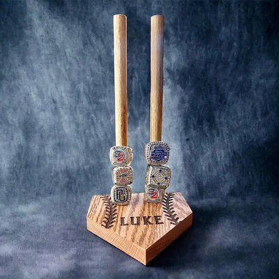 Wooden Plain Color Stacked Sports Ring Display for Softball and Baseball Championship
