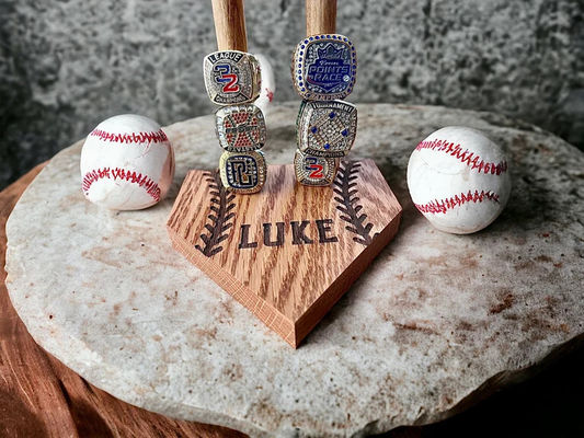 Wooden Plain Color Stacked Sports Ring Display for Softball and Baseball Championship