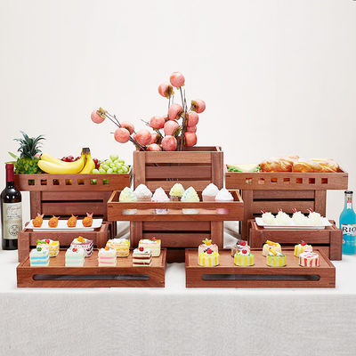 Wooden Plain Color Serving Tray for Party Fruits Wine Food Storage and Dessert Display