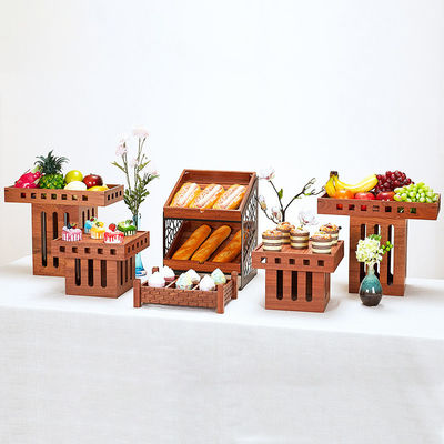 Wooden Plain Color Serving Tray for Party Fruits Wine Food Storage and Dessert Display