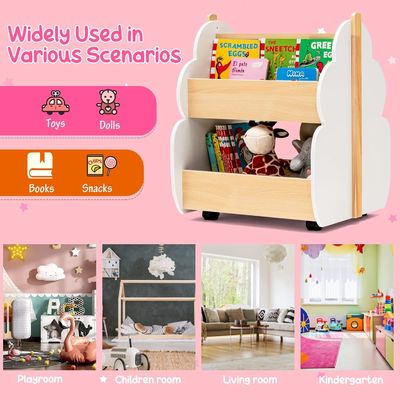 Children Bookcase Wooden Book Rack for Toddler Book Storage on Living Room Furniture