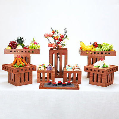 Wooden Plain Color Serving Tray for Party Fruits Wine Food Storage and Dessert Display