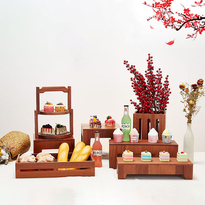 Wooden Plain Color Serving Tray for Party Fruits Wine Food Storage and Dessert Display