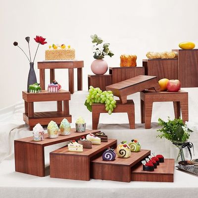 Catering Decorative Hotel Bread Dessert Food Wood Rack Buffet Sweet Sushi Display Stand