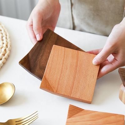 Irregular Eco-Friendly Waterproof Coffee Cup Coaster Sustainable Beech Wooden Cup Mat
