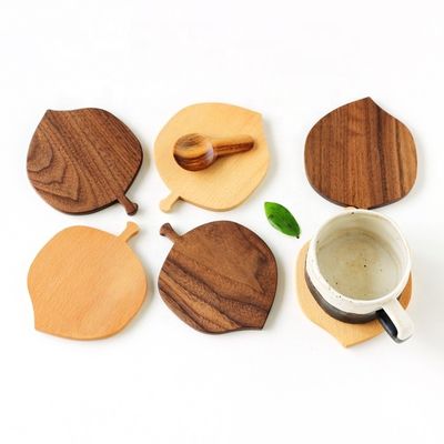 Irregular Eco-Friendly Waterproof Coffee Cup Coaster Sustainable Beech Wooden Cup Mat