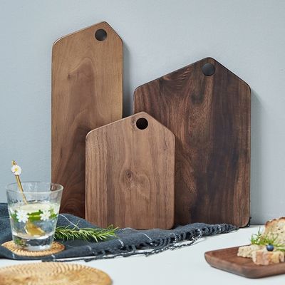 Customized Logo Accepted Handmade Nordic Style Mountain Shape Black Walnut Bread Board