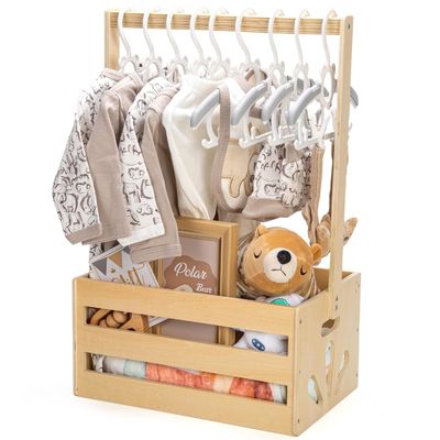 Stocked Wooden Baby Shower Crate Closet Function Save Space Baby Storage Crate Hamper