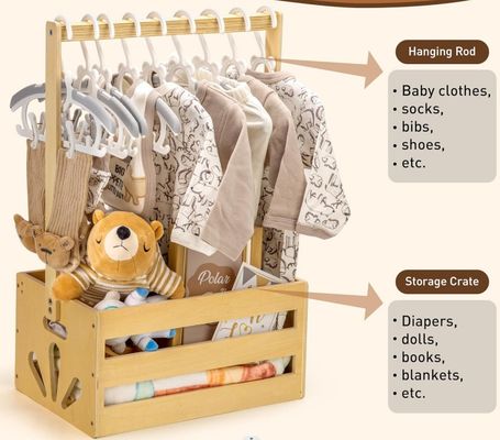 Stocked Wooden Baby Shower Crate Closet Function Save Space Baby Storage Crate Hamper