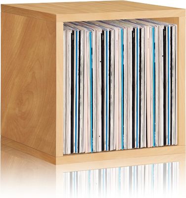 Basics Vintage Vinyl Record Storage Block Cube Organizer Shelf Single-Tier Space Saver