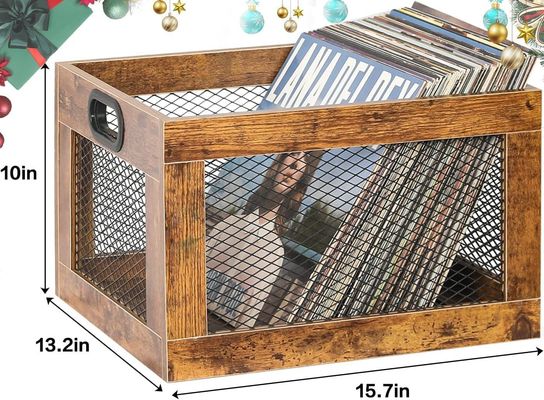 Wooden Record Holder for Storage Classic Cube Record Organizer Storage As your request