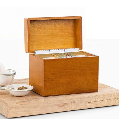 Convenient 250 Recipe Card Storage in Pine Wood Kitchen Recipe Box 6.9&quot; x 3.9&quot; x 5.3