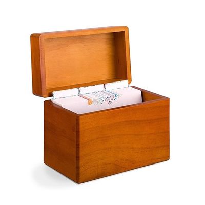 Convenient 250 Recipe Card Storage in Pine Wood Kitchen Recipe Box 6.9&quot; x 3.9&quot; x 5.3