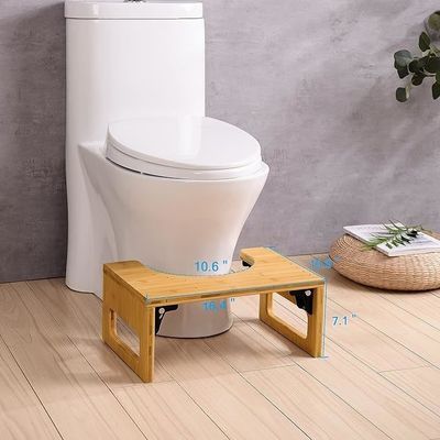 Stocked Design Natural Color Custom Collapsible Poop Stool 7 Inches Bamboo Toilet Stool