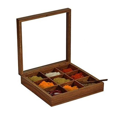 Rectangle Wooden Spice Box with Fancy Antique Finish and Customized Size