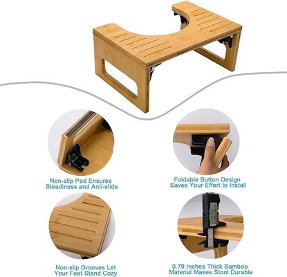 Stocked Design Natural Color Custom Collapsible Poop Stool 7 Inches Bamboo Toilet Stool