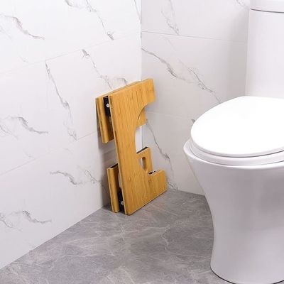 Stocked Design Natural Color Custom Collapsible Poop Stool 7 Inches Bamboo Toilet Stool