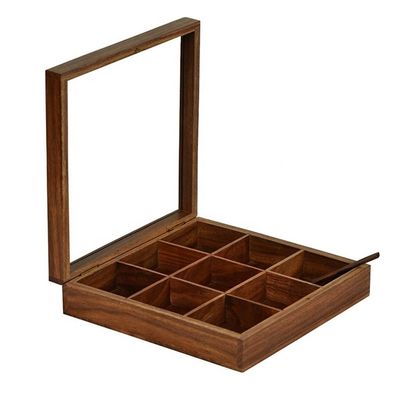 Rectangle Wooden Spice Box with Fancy Antique Finish and Customized Size