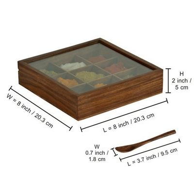 Rectangle Wooden Spice Box with Fancy Antique Finish and Customized Size