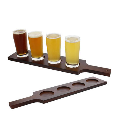Stain Color Custom Wooden Beer Tasting Paddle with Shot Glass Holder Tray FSC Certified