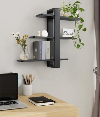 Storage Holders Racks Black Pine Wood 3 Tier Large Shelf Home Decoration Plant Photo Display