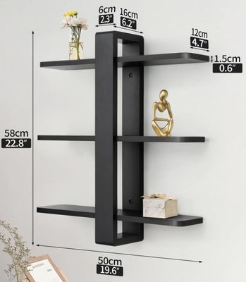 Storage Holders Racks Black Pine Wood 3 Tier Large Shelf Home Decoration Plant Photo Display