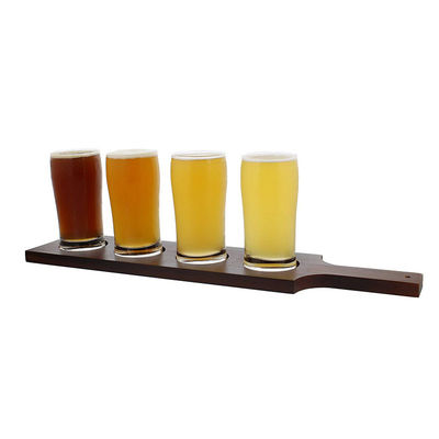Stain Color Custom Wooden Beer Tasting Paddle with Shot Glass Holder Tray FSC Certified
