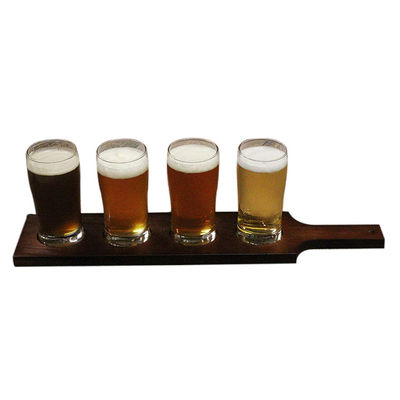 Stain Color Custom Wooden Beer Tasting Paddle with Shot Glass Holder Tray FSC Certified