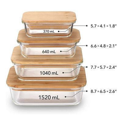 Certificate FSC Ecofriendly Glass Storage Food Containers with Sustainable Bamboo Lids