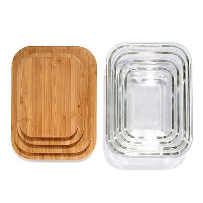 Certificate FSC Ecofriendly Glass Storage Food Containers with Sustainable Bamboo Lids