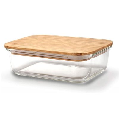 Certificate FSC Ecofriendly Glass Storage Food Containers with Sustainable Bamboo Lids