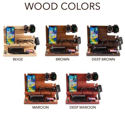 Silk-screen Printed Wooden Docking Station for Men's Phone Wallet and Key Ideal Organizer