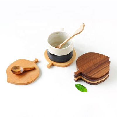 Eco-Friendly Leaf-Shaped Beech Walnut Wood Coasters for Hot Drinks Sample Charge Free