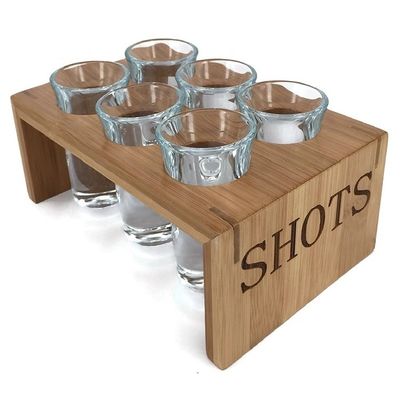 Varnished Custom Wood Communion Tray with Shot Glass Simple and Useful Design