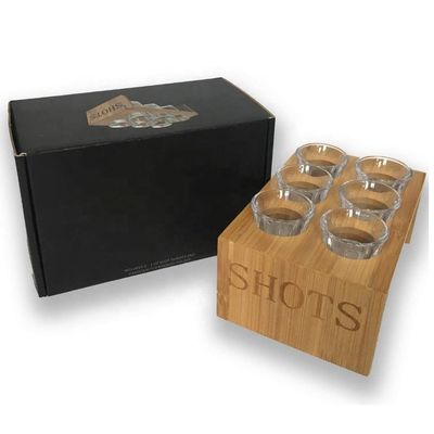 Varnished Custom Wood Communion Tray with Shot Glass Simple and Useful Design