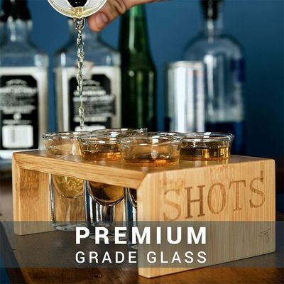 Silk-Screen Printed Wooden Shot Glass Tray for VIP Service Maple Wood